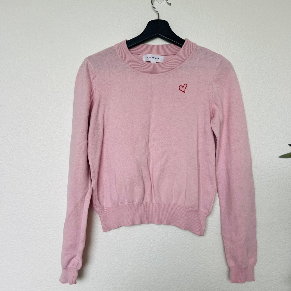 PopSugar Pink sweater Heart size L